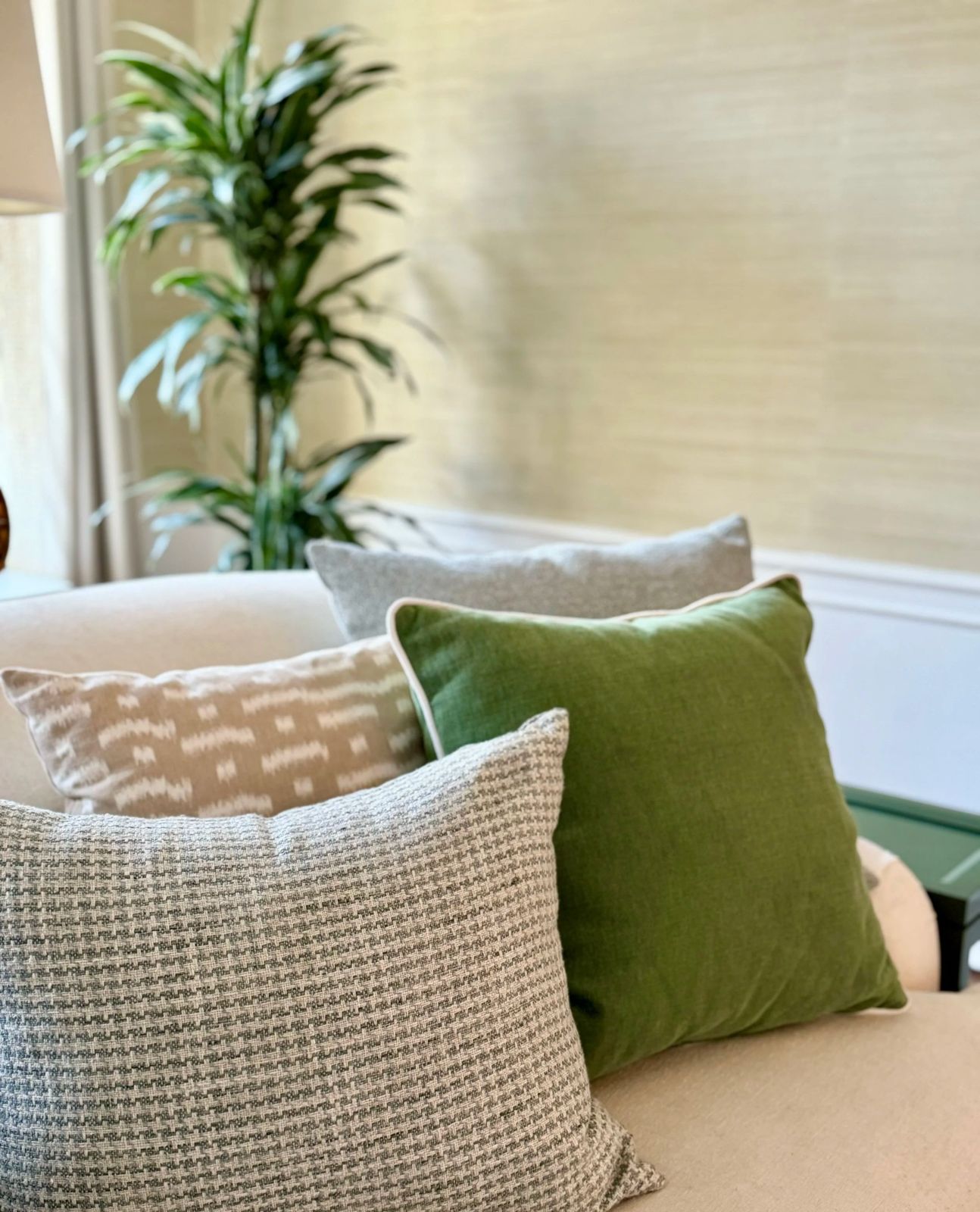 Styled sofa with cushions